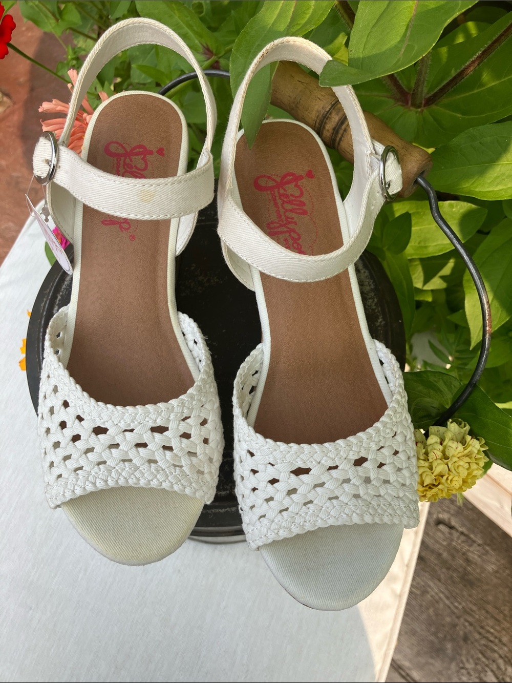 Jellypop White Braided Open-Toe Slingback Sandals - Picture 2 of 3